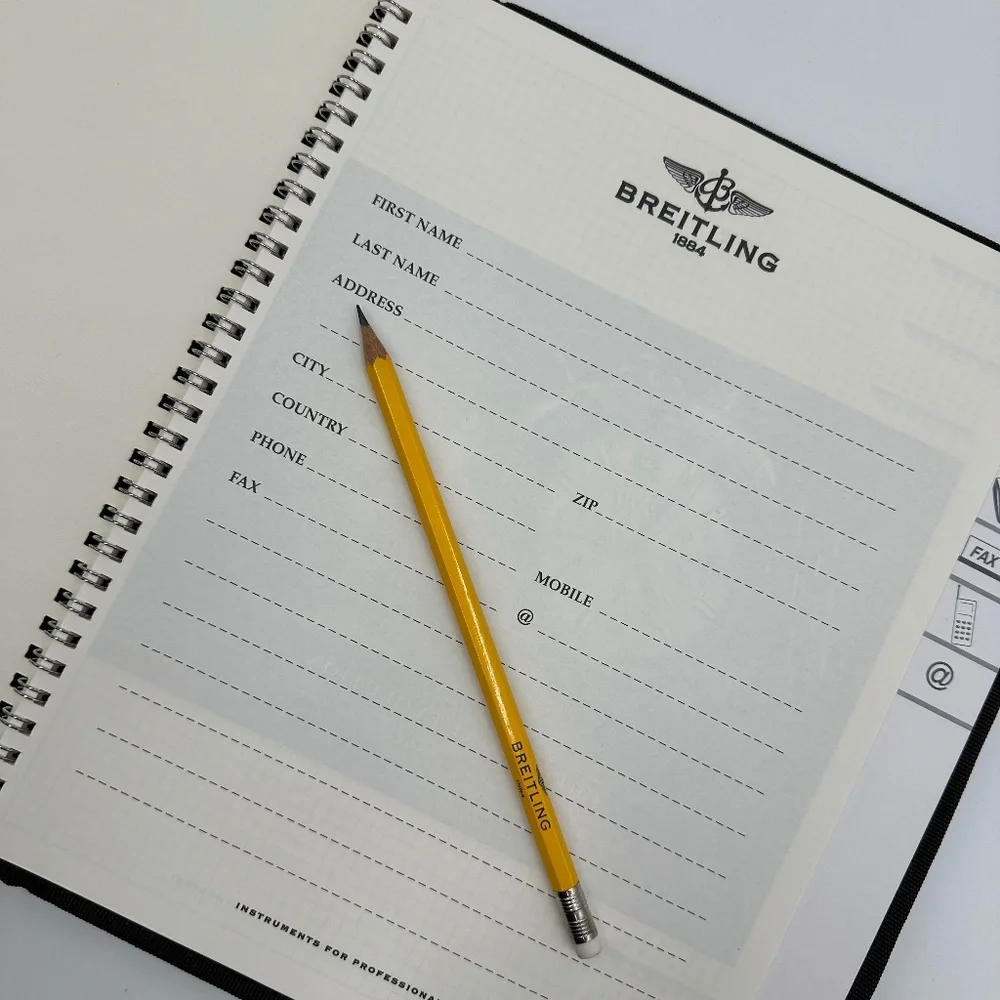 Breitling Embroidered Folio Cover, Spiral Pad & Breitling Pencils